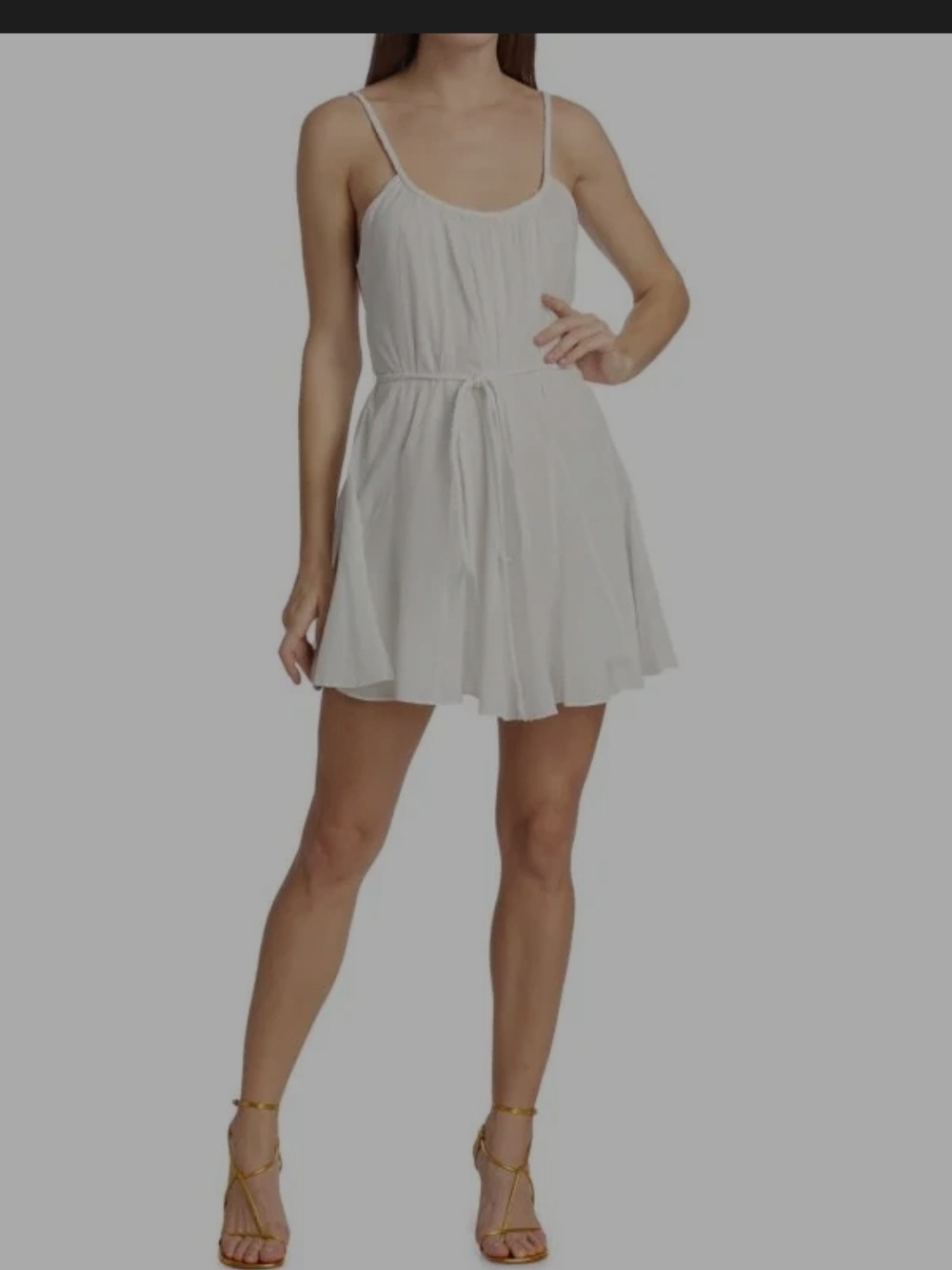 Alice + Olivia Raina Godet Sleeveless Cotton Mini-Dress in "Off-White"